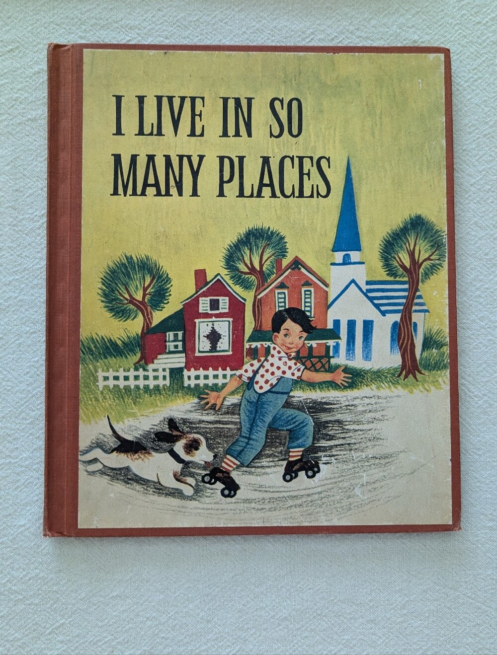 Classic Antique Children's Book "I Live In So Many Places" Yellow, Red, Blue